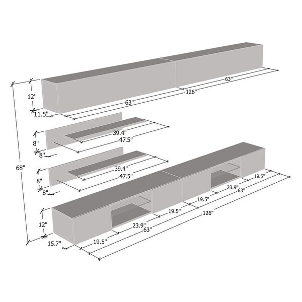 Fly I1 33TV Wall Mounted Floating Modern Entertainment Center