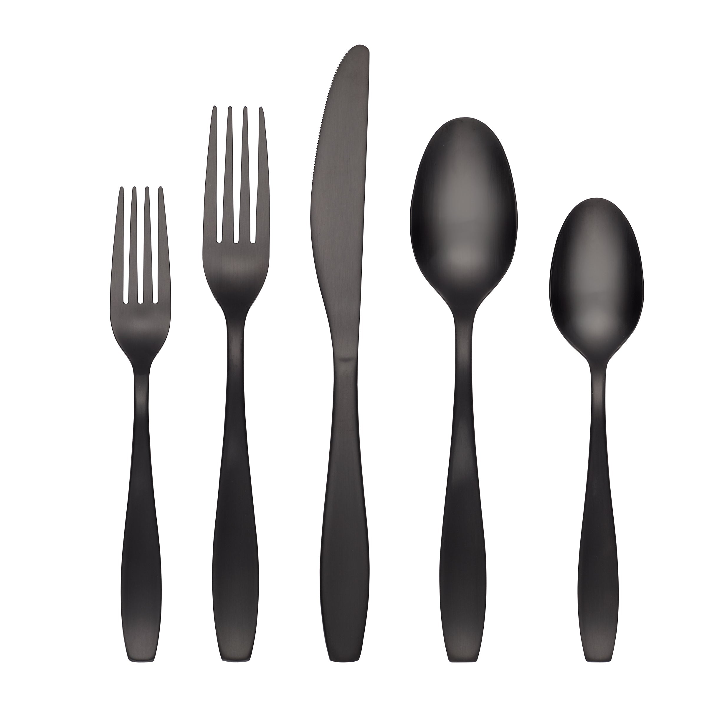 January Black Satin 20-Piece Flatware Set