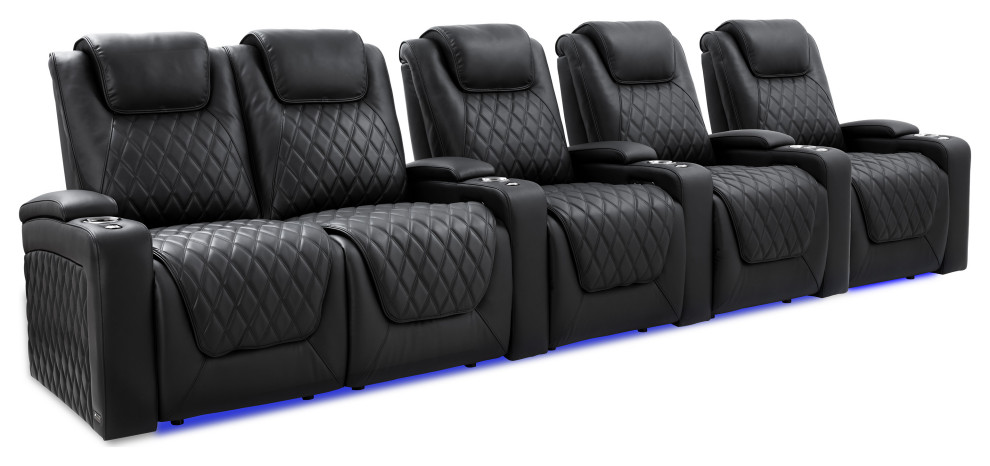 Valencia Oslo Luxury Edition Home Theater Seating Row of 5 Loveseat Left Onyx   Theater Seating   by E VISION INTL INC.  Houzz