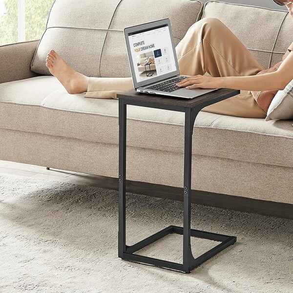 CShaped End Table，Small Side Table with Metal Frame for Living Room，Bedroom