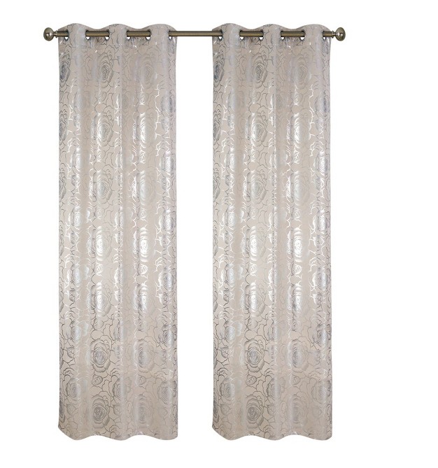 Floral Metallic Blackout Grommet Curtain Panels set Of 2