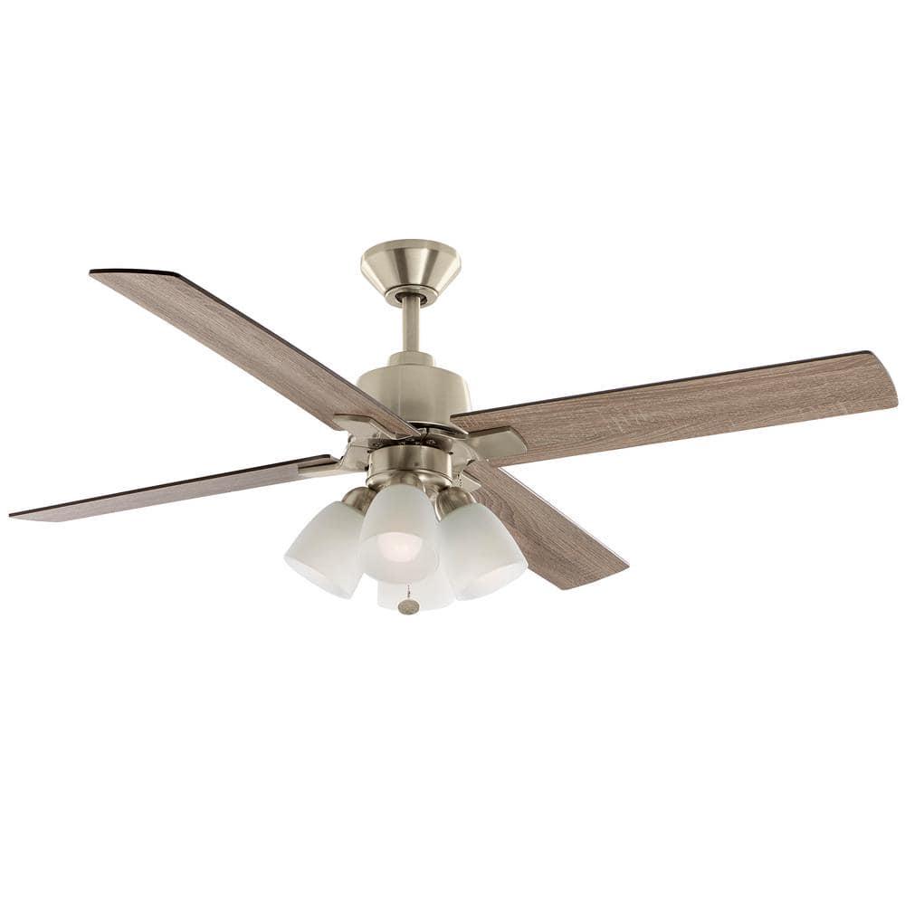 Hampton Bay Malone 54 in LED Brushed Nickel Ceiling Fan with Light Kit