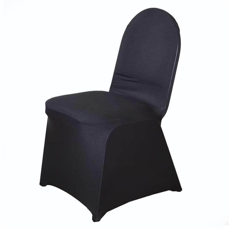 Black Spandex Stretch Fitted Banquet Slip On Chair Cover 160 GSM