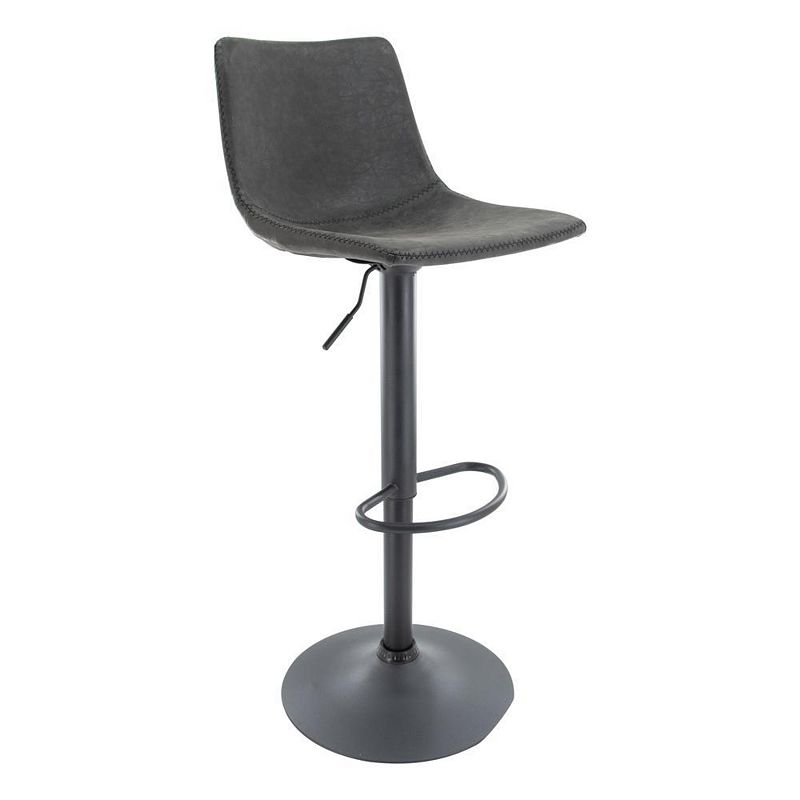 LeisureMod Tilbury Modern Adjustable Bar Stool With Footrest and 360-Degree Swivel