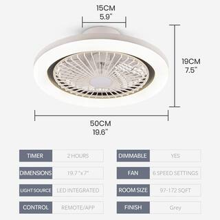 FANNEHONNE Lidia 20 in. Integrated LED White Flush Mount Ceiling Fan with Light and Remote Control for Small Room CA000088628