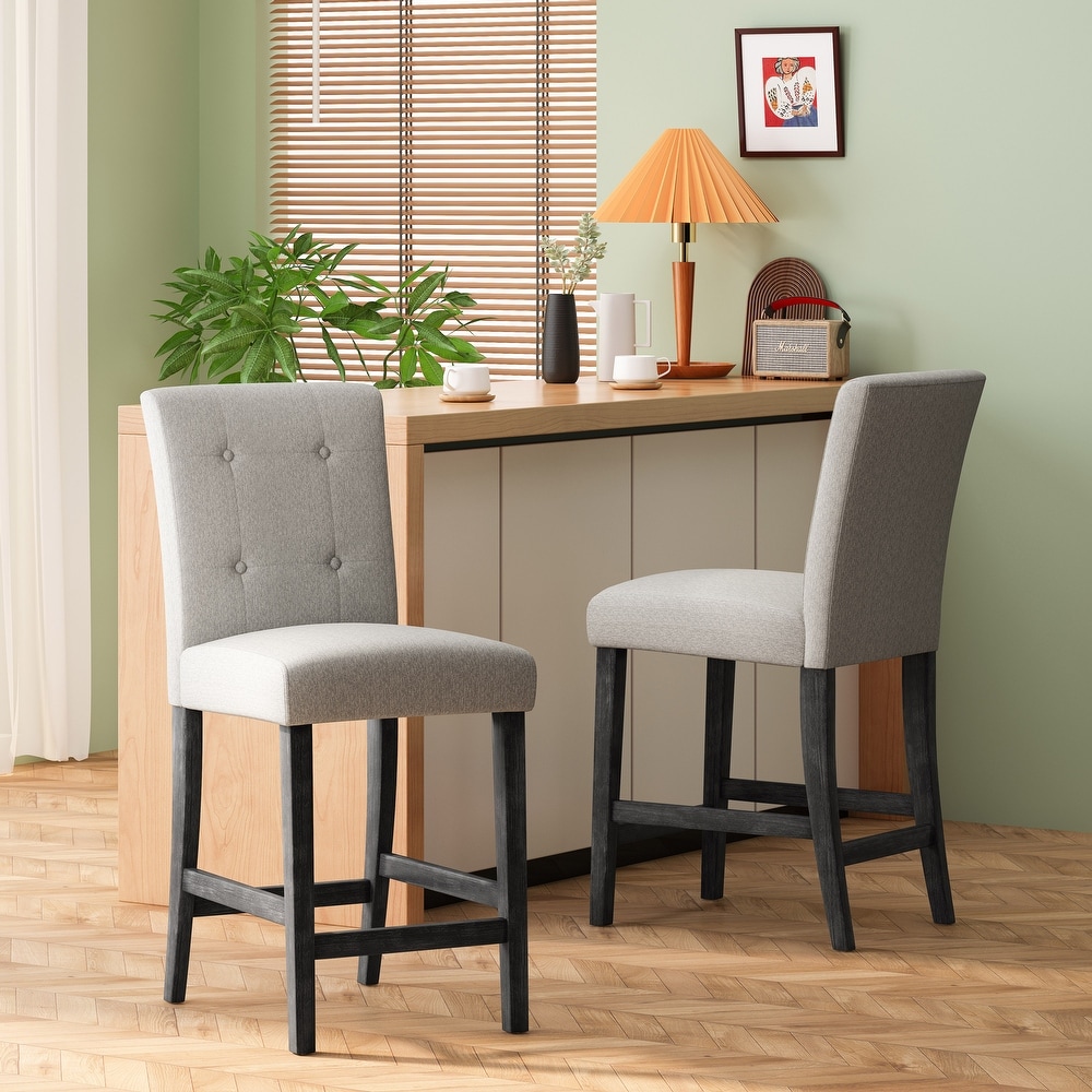 Rossburg Fabric and Rubberwood 26 Inch Counter Stools (Set of 2) by Christopher Knight Home