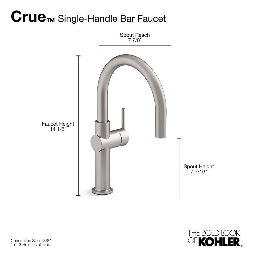 KOHLER Crue Single-Handle Bar Faucet in Matte Black K-22975-BL