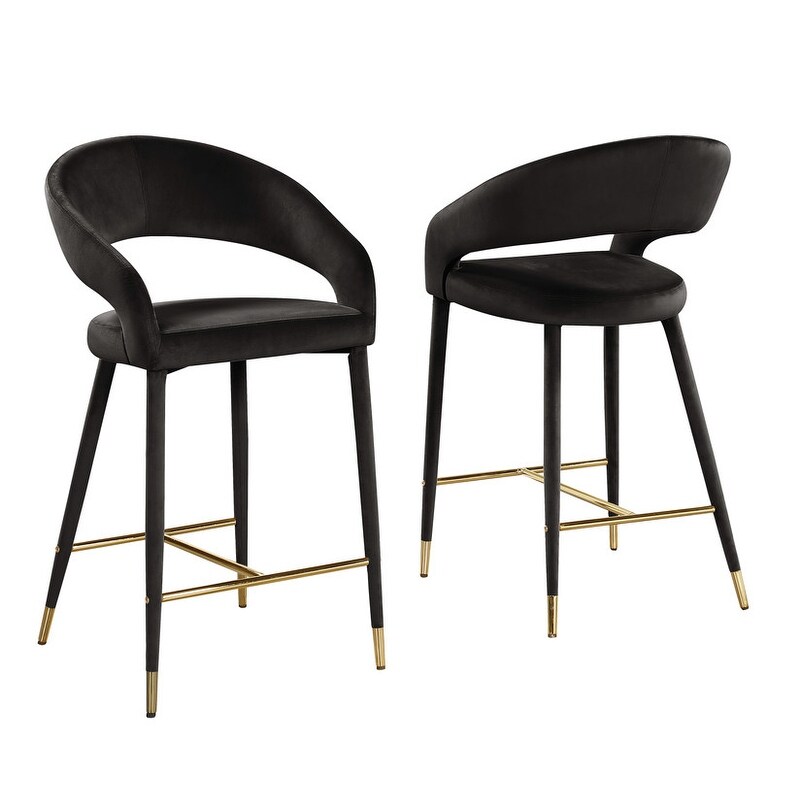 Best Master Furniture Samson Contemporary Velvet Upholstered Bar Stool with Gold Accent (Set of 2)