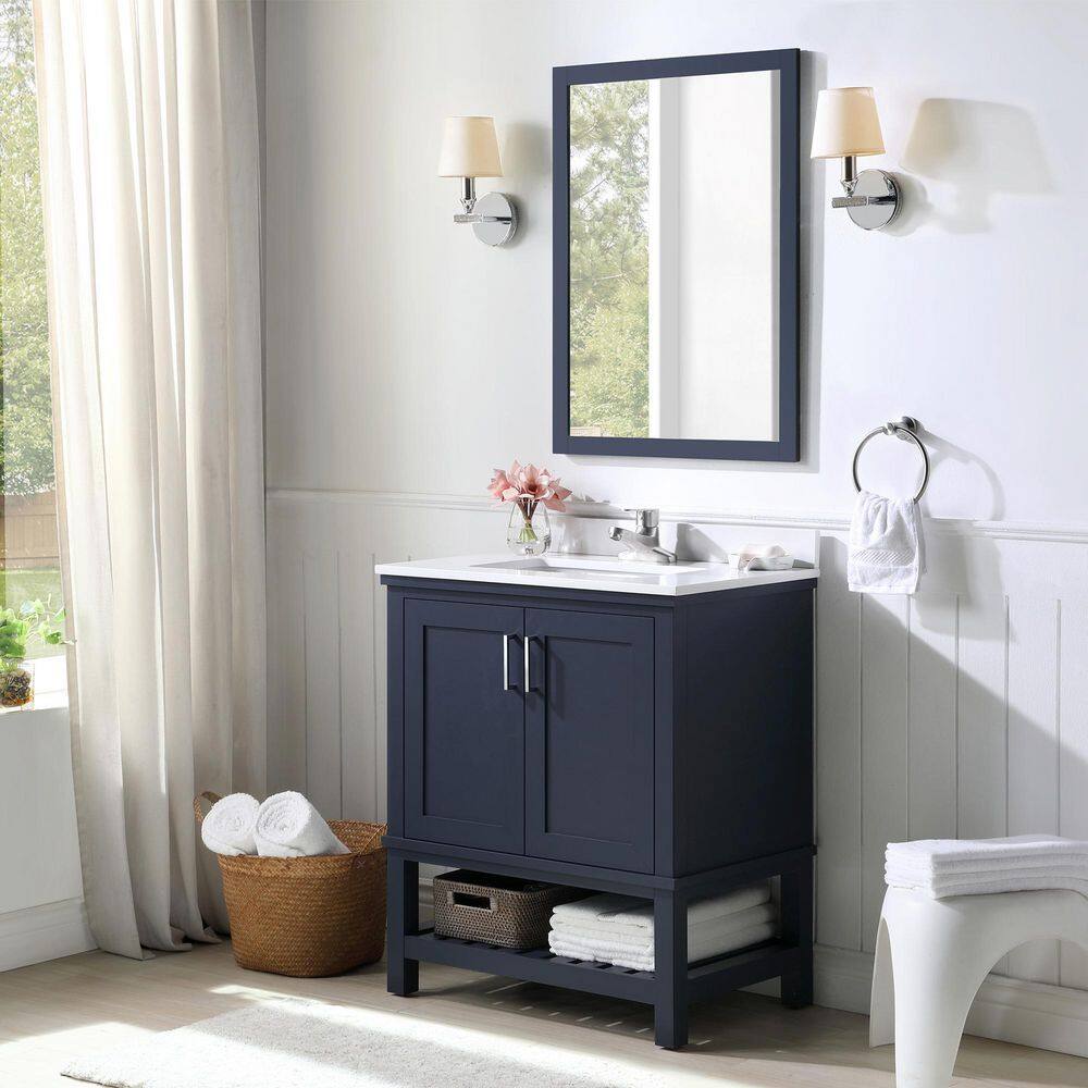 Home Decorators Collection Tupelo 30 in. W Bath Vanity in Midnight Blue with Vanity Top in White with White Basin Tupelo 30MB