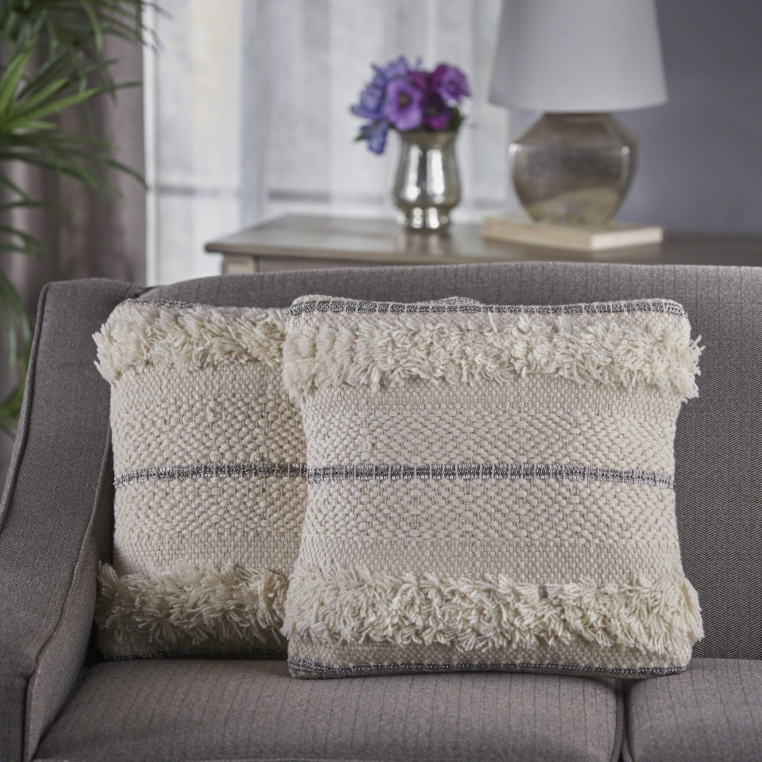 Miles Handcrafted Boho Fabric and Lace Pillow