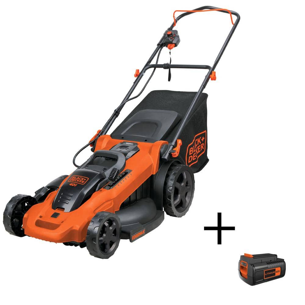 BLACK+DECKER 40V MAX 20 in. Battery Powered Walk Behind Push Lawn Mower with (3) 2Ah Batteries & Charger CM2043CLBX2040