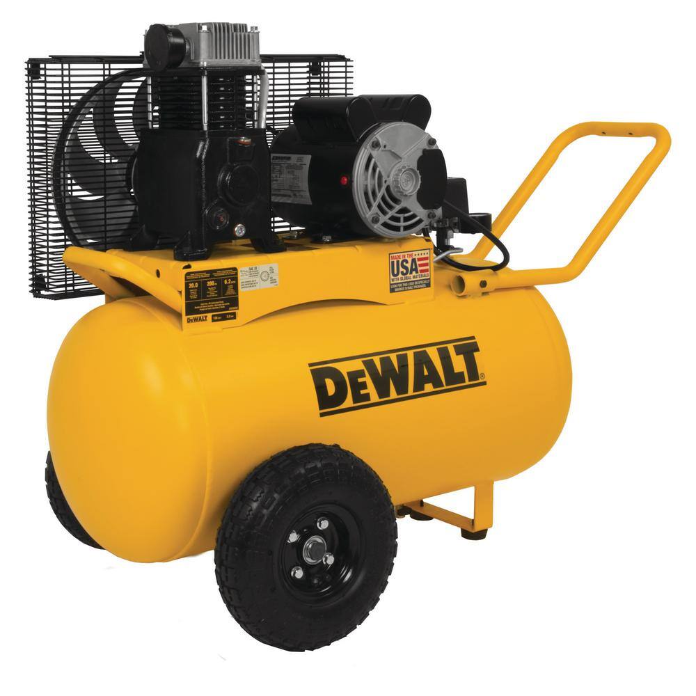 DW 20 Gal. 200 PSI Oil Lubed Belt Drive Portable Horizontal Electric Air Compressor DXCM201