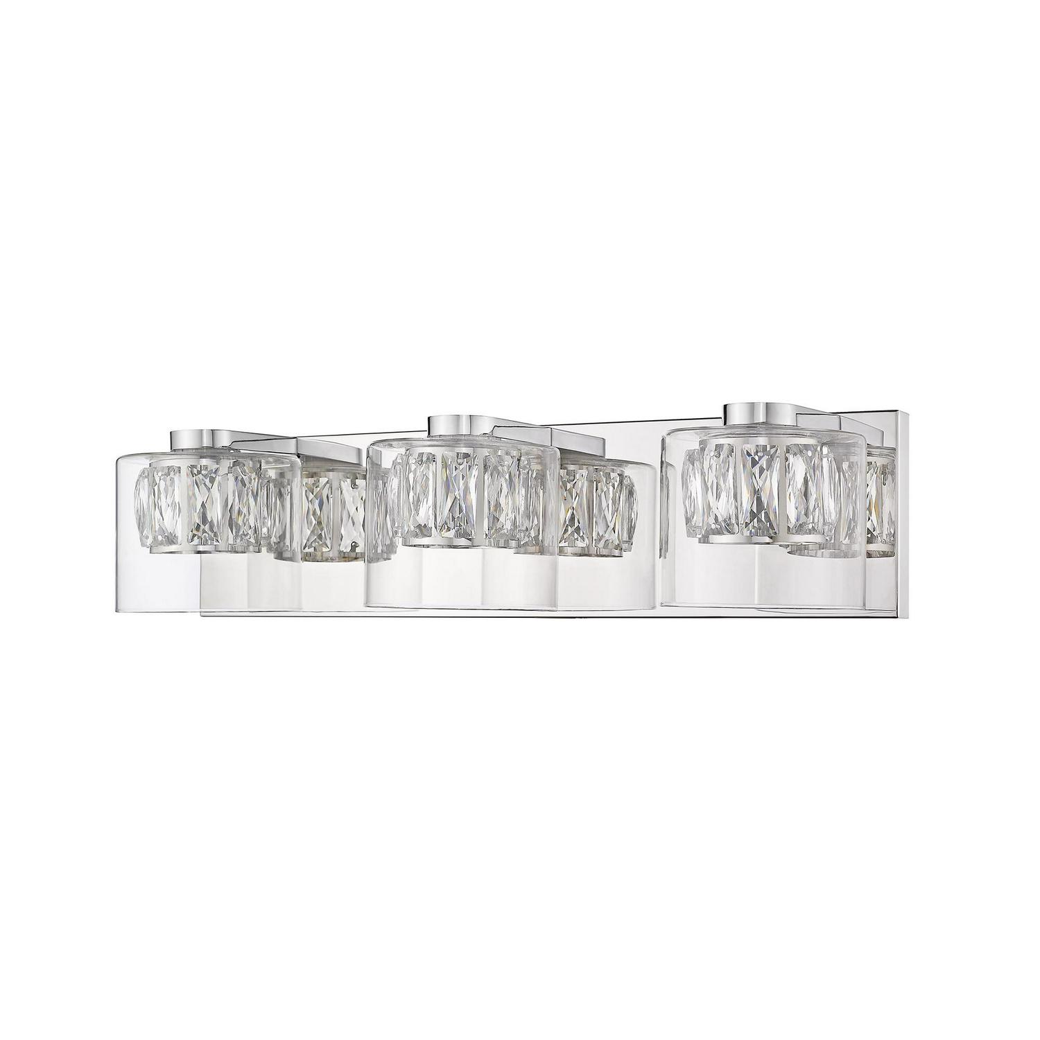 Ove Decors Cider III 8211 3 LED Light Vanity Wall Sconce with Glass Cylinder Shade and Crystal Finish  Crowdfused