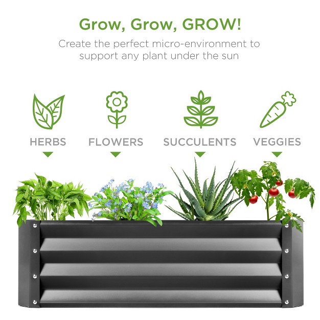 Best Choice Products 6x3x1ft Outdoor Metal Raised Garden Bed For Vegetables， Flowers， Herbs， Plants