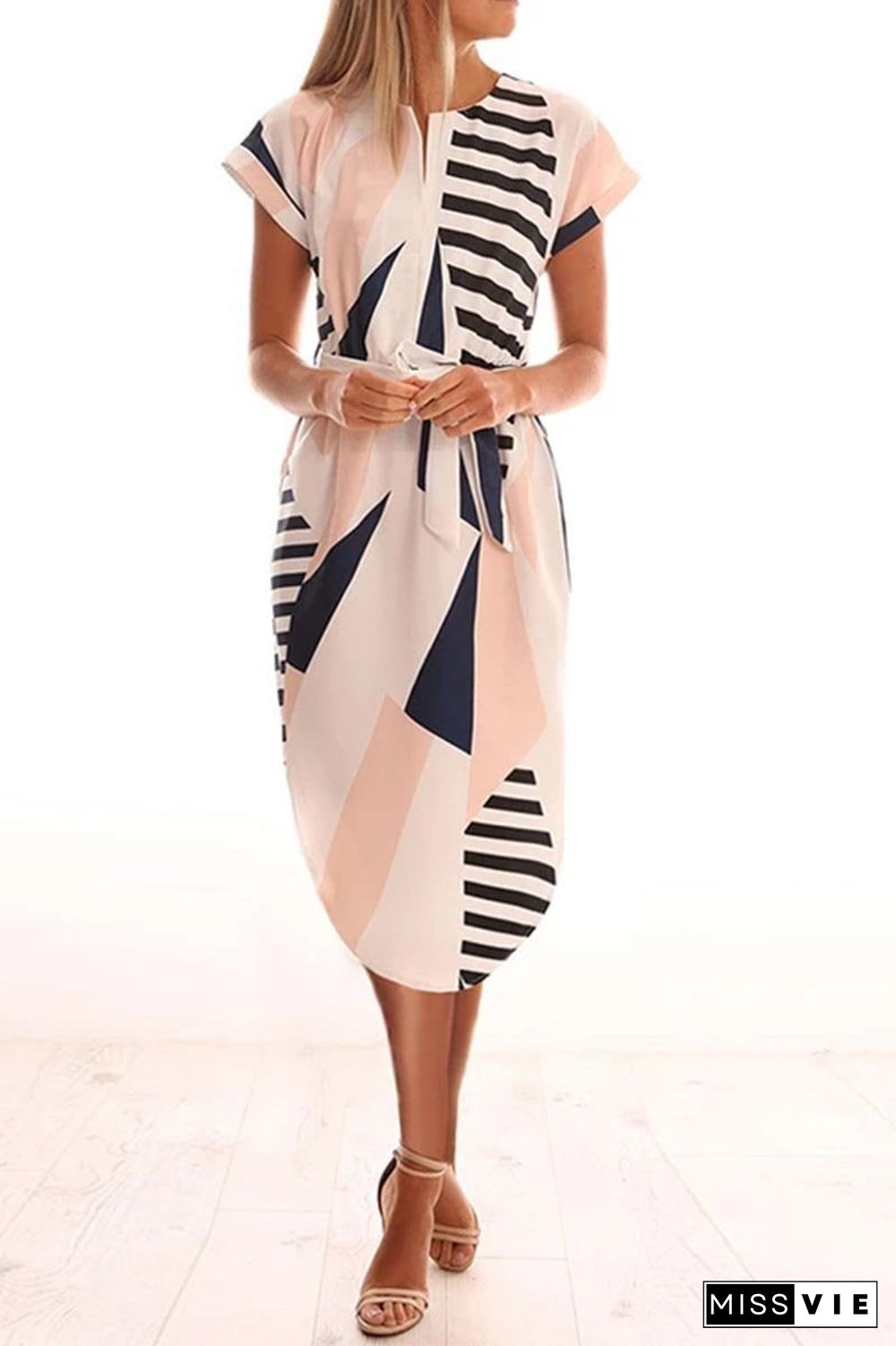 Trendy Printed Asymmetrical Midi Dress(4 Colors)