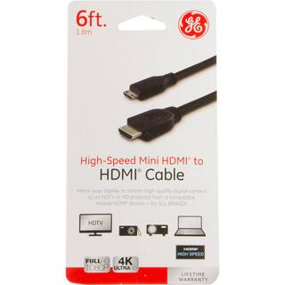 GE HDMI Cable 6 ft. A to C Mini High Speed 35052