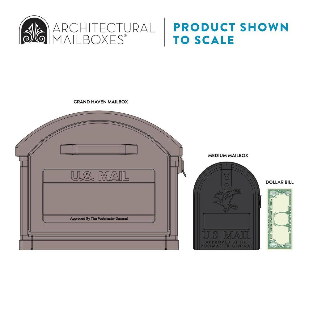 Architectural Mailboxes Grand Haven Mocha Extra Large Plastic Mailbox and Post Combo GHC40MAM