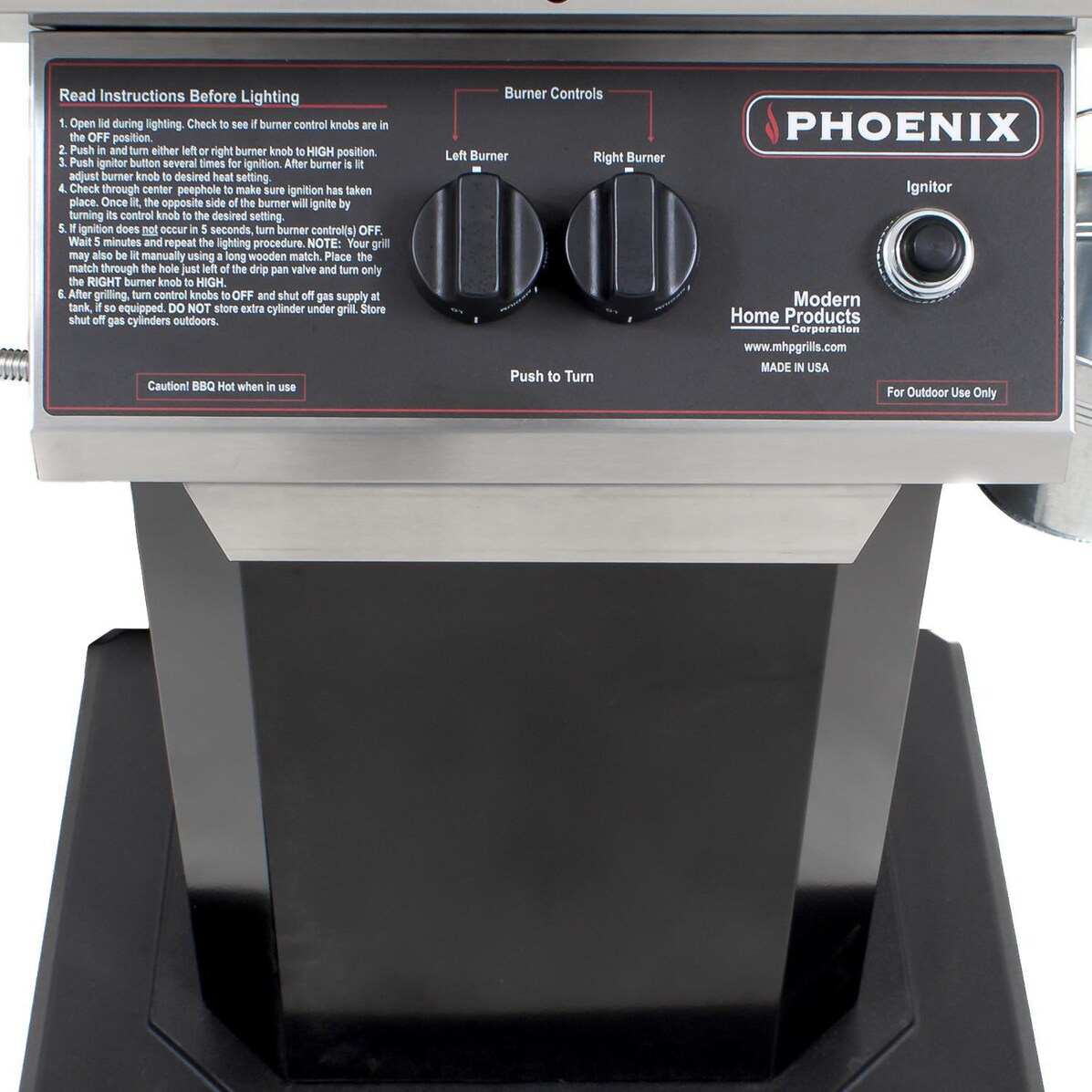 Phoenix Stainless Steel Propane Gas Grill Head On Black Aluminum Patio Base