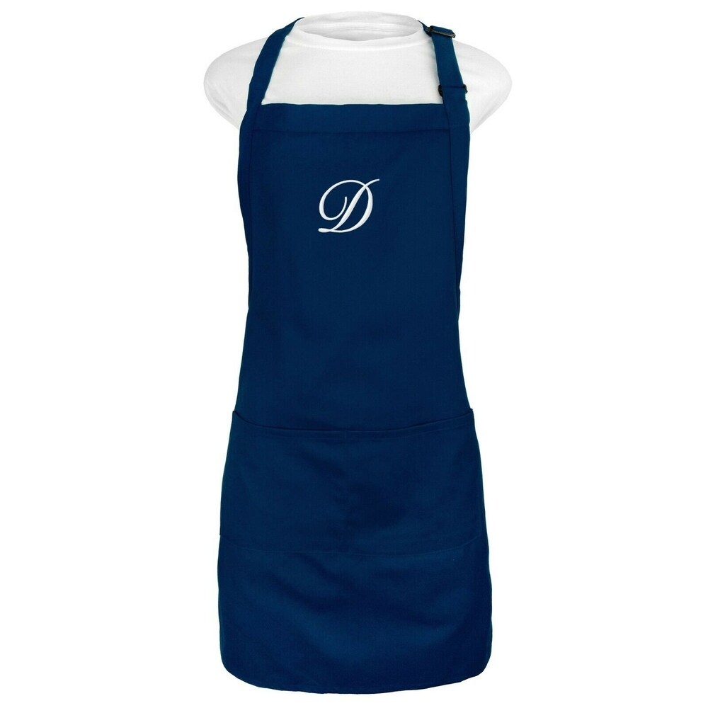 Kaufman Monogram FREE letter NAVY apron with two pockets