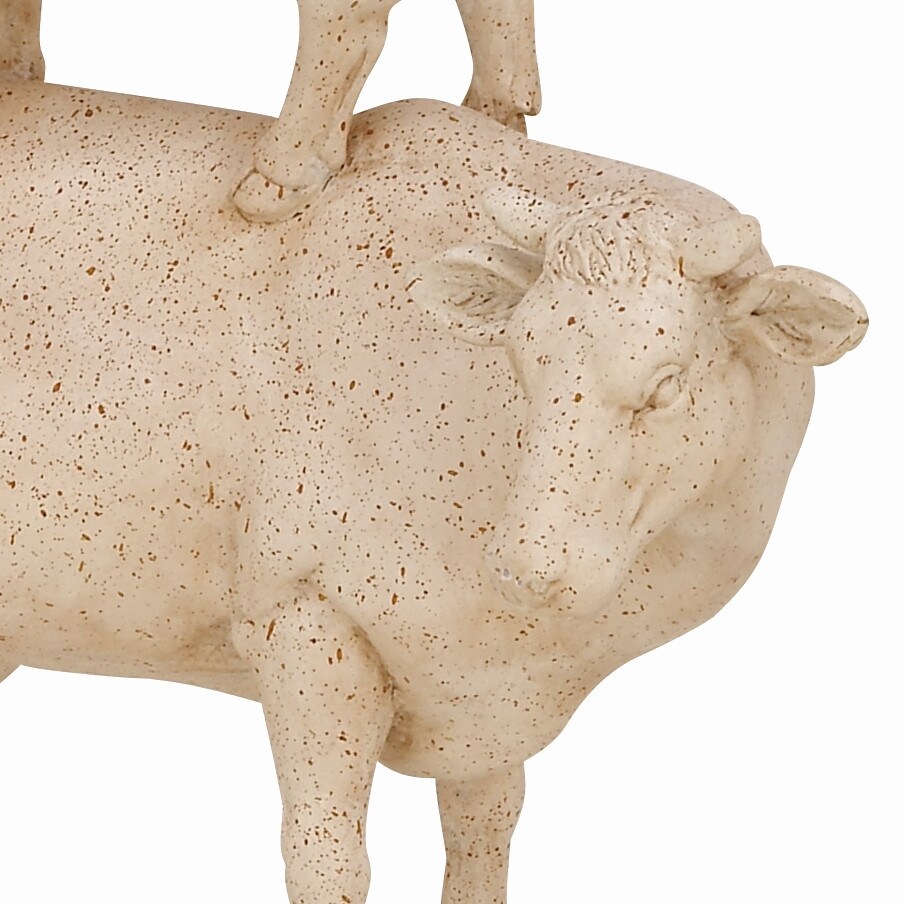 White Polystone Stacked Farm Animals Sculpture   14 x 4 x 18
