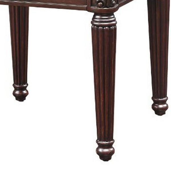 End Table with Traditional Style and Turned Legs， Espresso Brown