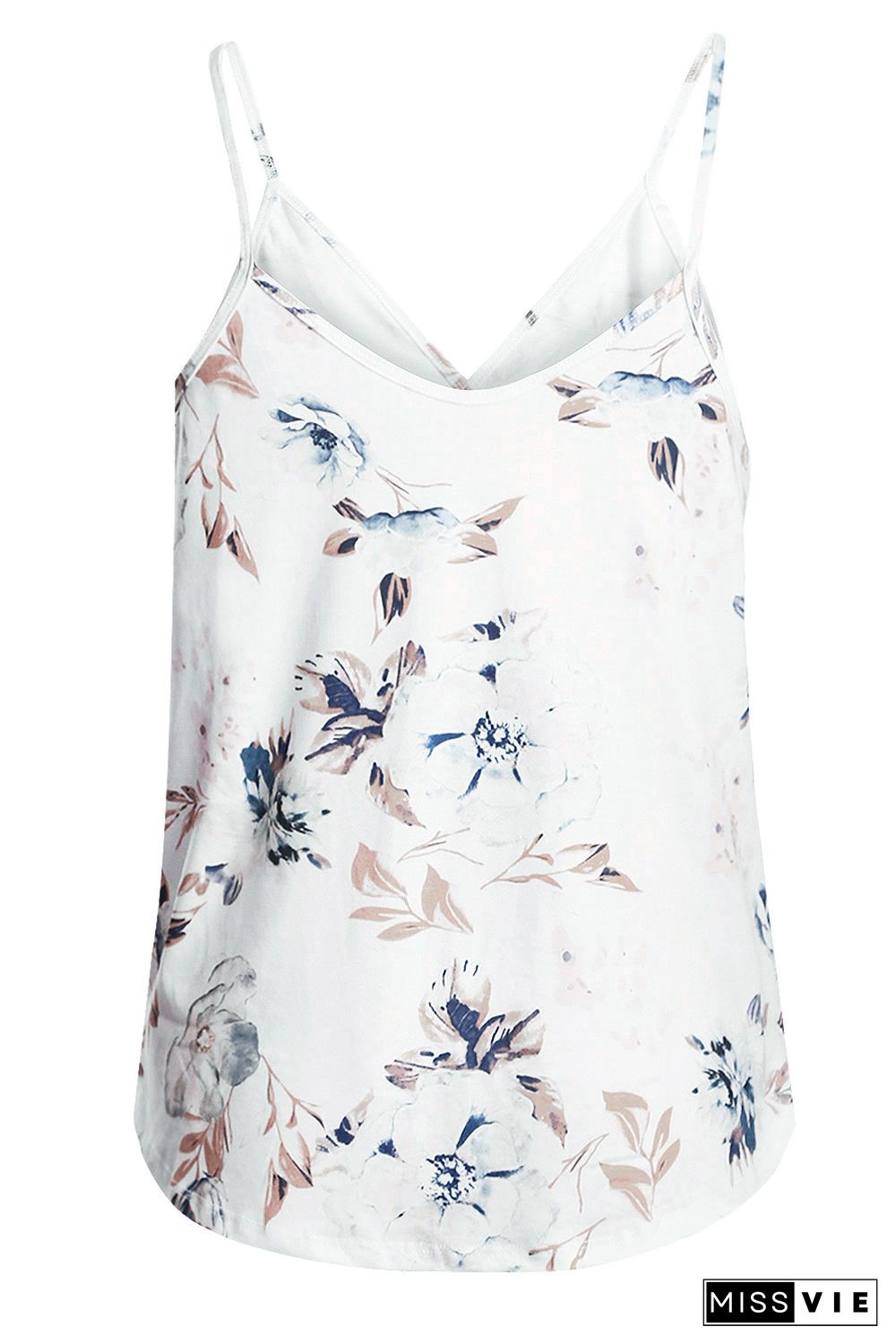 White Floral Print Tank Top