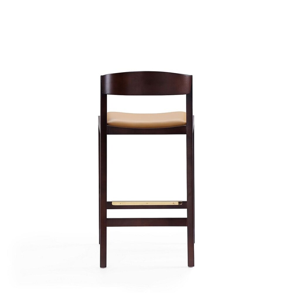 Manhattan Comfort Klismos 36.75 in. Dark Walnut Beech Wood Counter Height Bar Stool