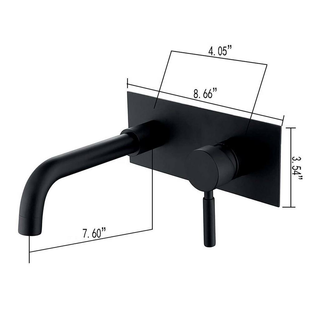 GIVING TREE Single Handle Wall Mounted Faucet with HotCold Indicators Included Valve Supply Lines in Matte Black RMHDFAUC0046