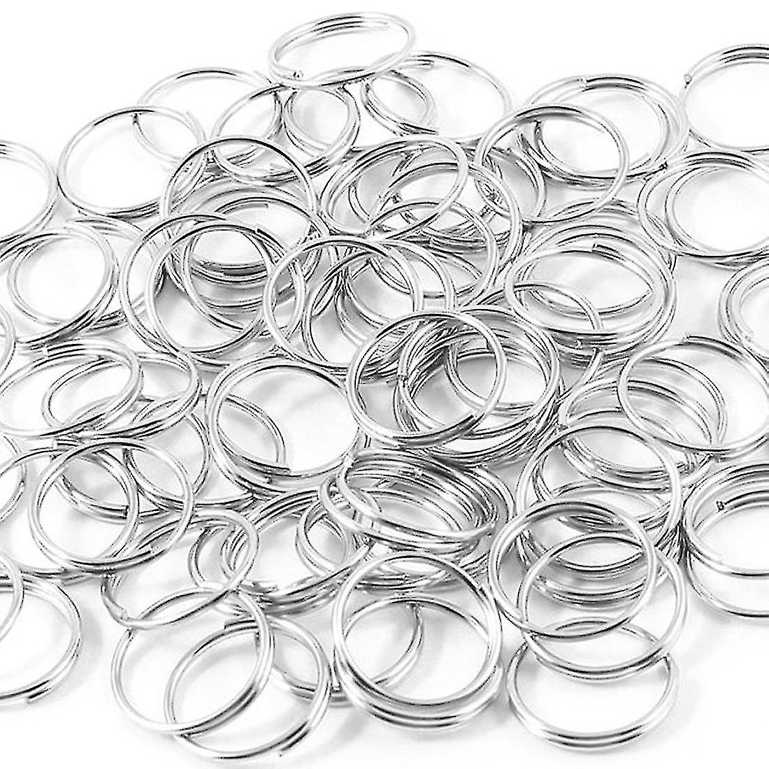 10mm Dia Silver Tone Metal Split Loop Key Rings Holders Replacement 80 Pcs