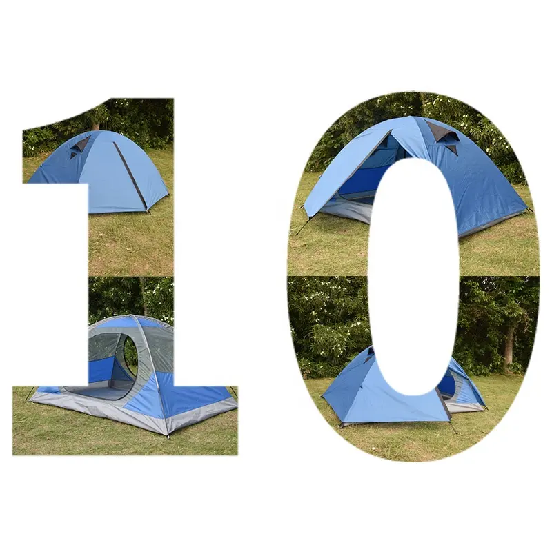 Single Layer Family Outdoor Hiking Upgraded Ventilation Diagonal Bracing Type 190T Polyester 8 10 Person Camping Tent