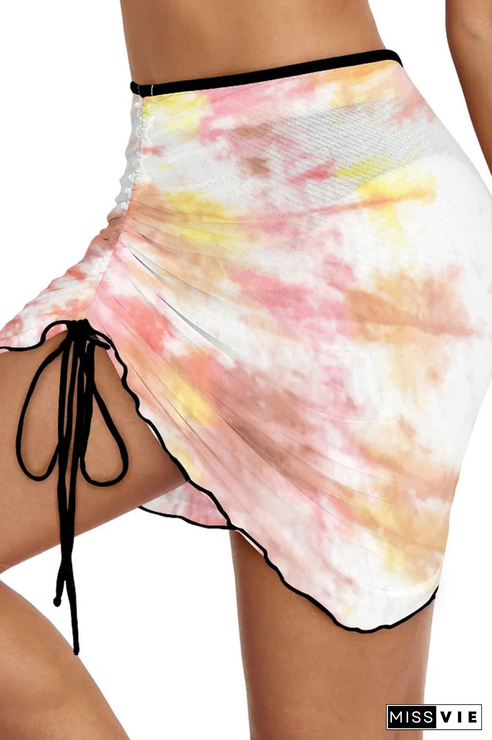 Gradient Tie Dye Ruched Beach Skirt