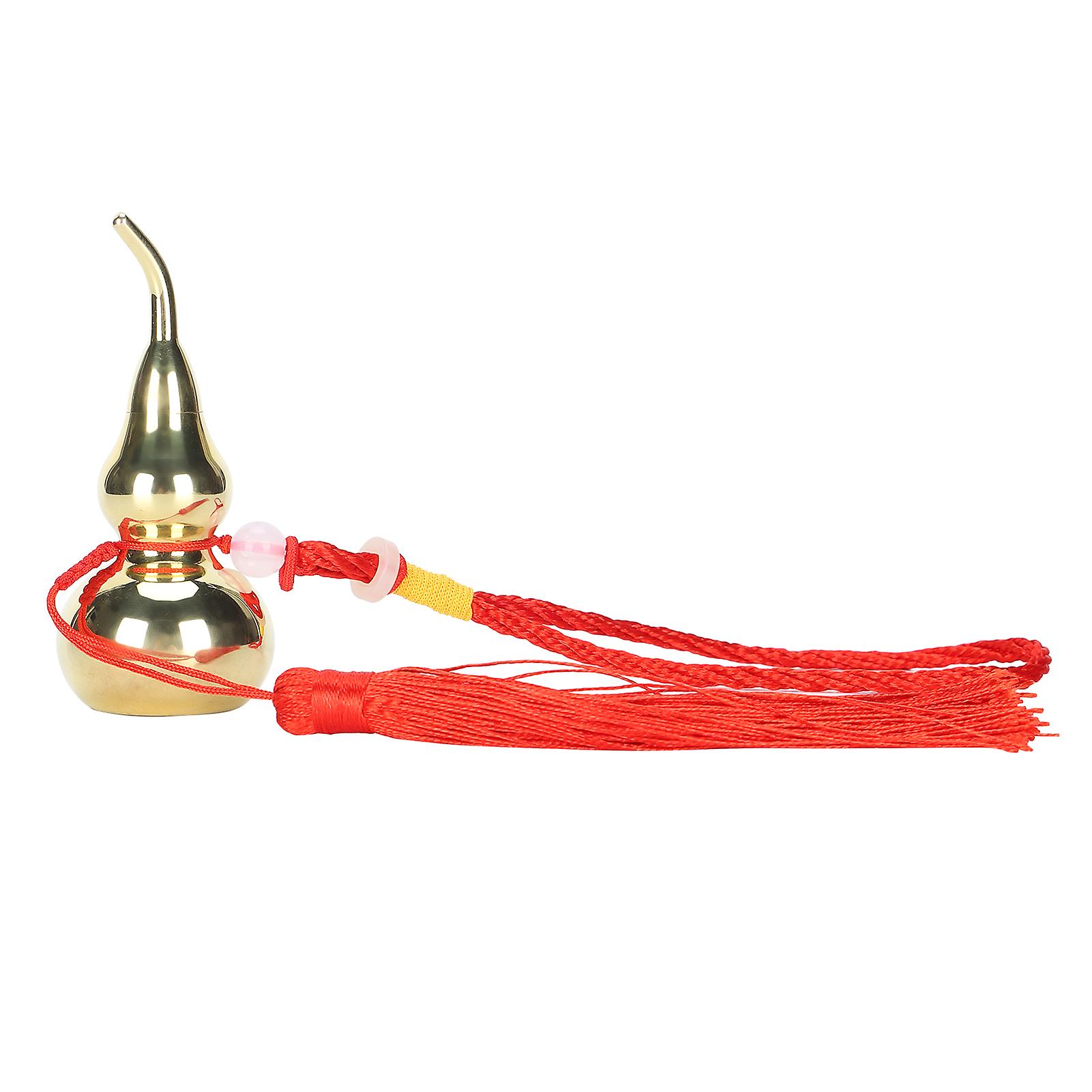 Gourd Pendant Brass Material Calabash Shape Decoration Auspicious Crafts With Red Lanyard