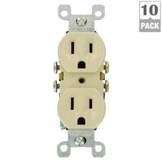 Leviton 15 Amp Residential Grade Grounding Duplex Outlet Ivory (10-Pack) M25-05320-IMP