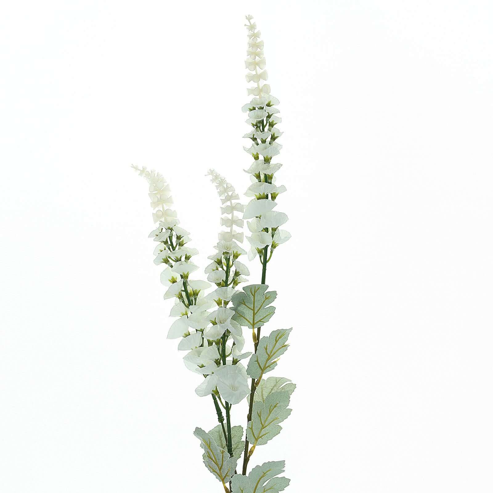 2 Bushes White Artificial Foxglove Orchid Flower Bouquet Stem - Silk Flower Branch Spray 34