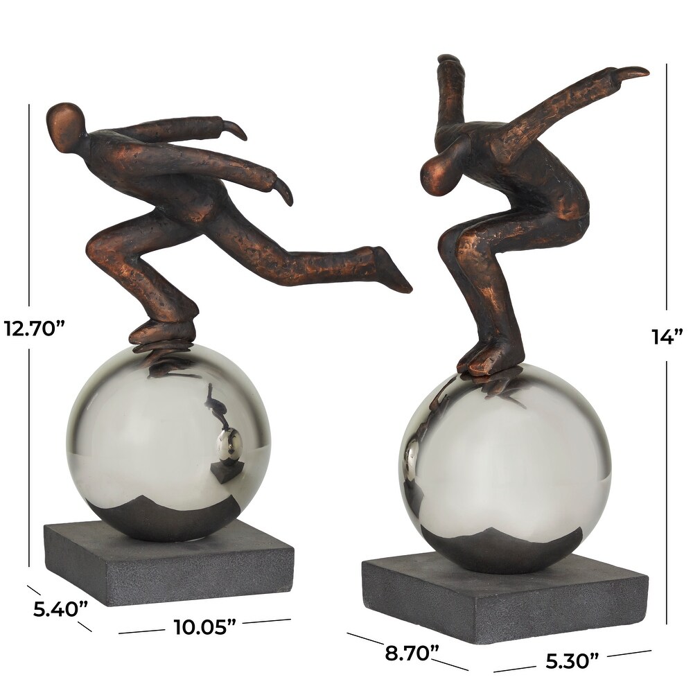 Bronze Polystone Modern People Sculpture ( Set of 2)   S/2 13\