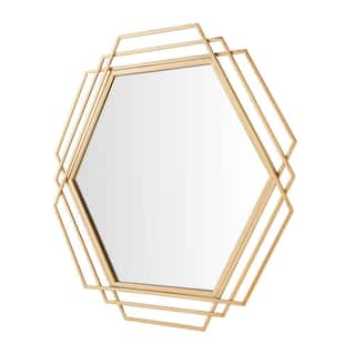 StyleWell Medium Hexagonal Gold Modern Accent Mirror (26 in. H x 27 in. W) 18MJ2374