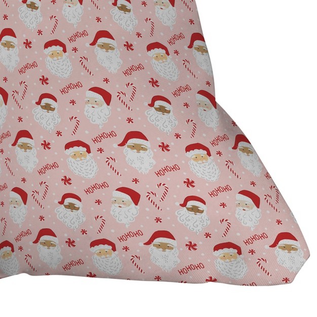 Lathe And Quill Peppermint Santas Square Throw Pillow Pink Deny Designs