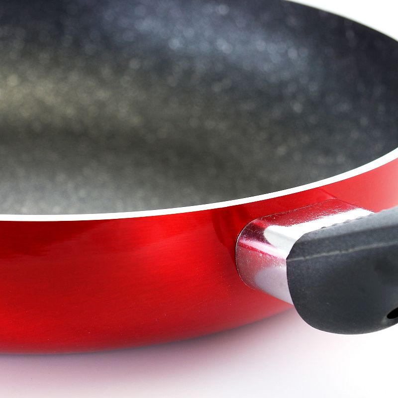 Oster Cocina Merrion 9.5 Inch Aluminum Frying Pan in Red with Bakelite Handle