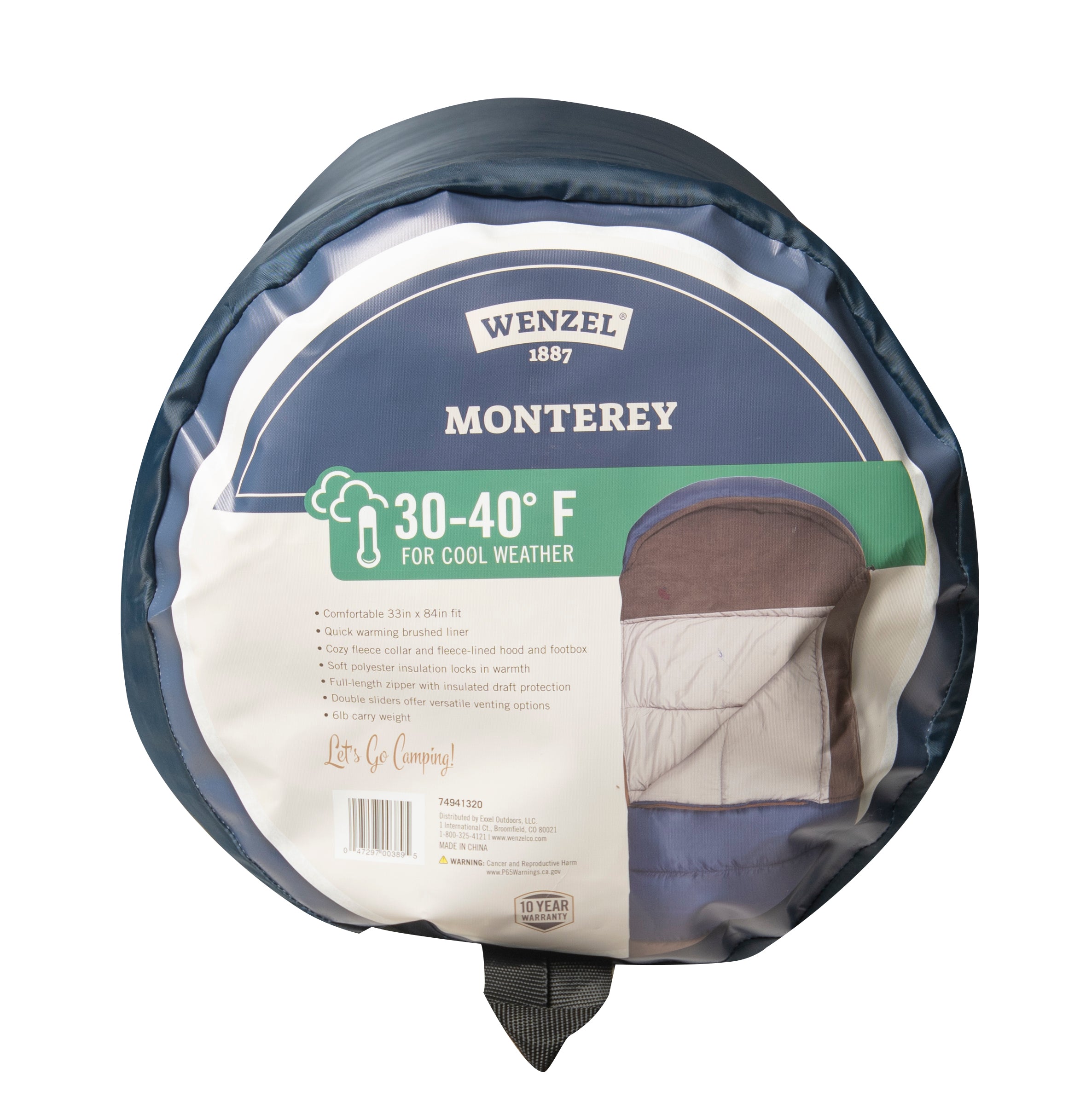 Wenzel Monterey 30-Degree to 40-Degree Sleeping Bag, 33"x84"