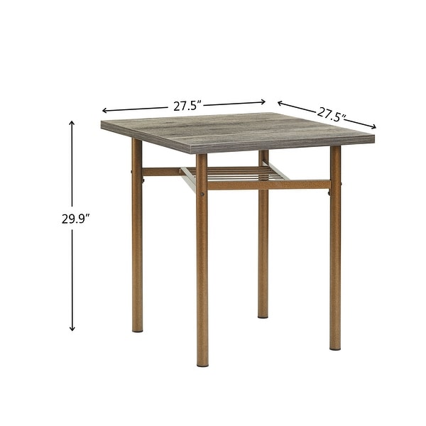 Square wooden Dining Table with 4 Legs and 2 Metal Chair for Indoor and Outdoor