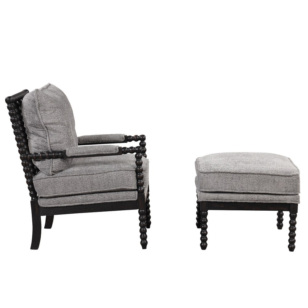 Tufted Velvet Accent Chair with Ottoman Lounge Chair Reading Chair