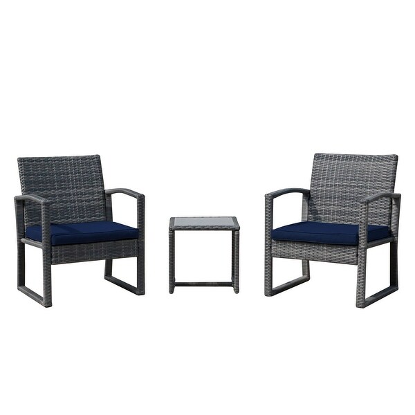 3pc. Outdoor Cushioned Wicker Chat Set