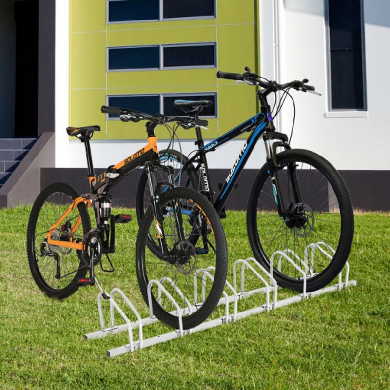 6 Bike Parking Garage Storage Bicycle Stand-Silver