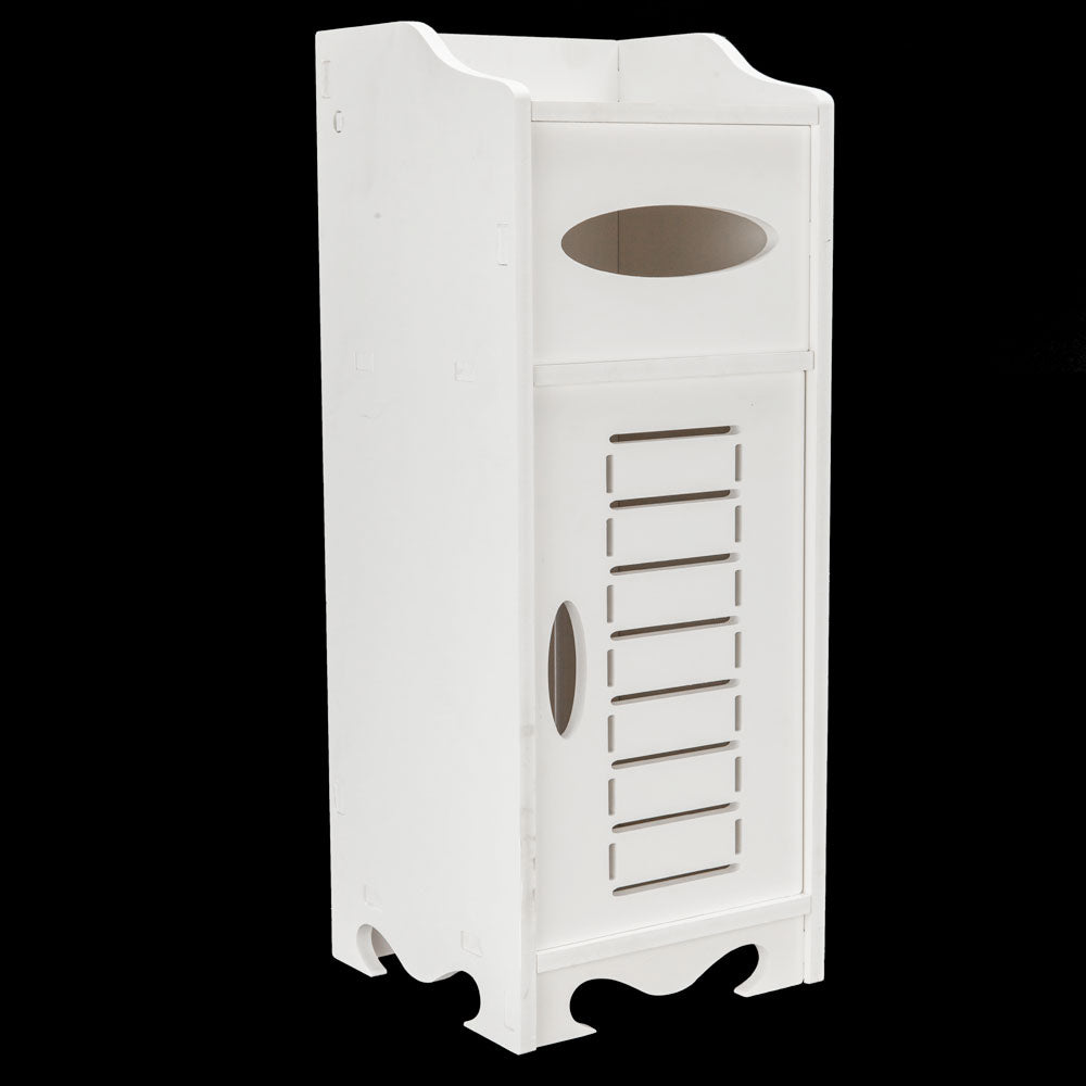 Bathroom Cabinet, Waterproof Storage Cabinet Toilet Cabinet with Paper Holder White