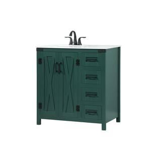 Timeless Home 19 in. W x 32 in. D x 34 in. H Bath Vanity in Green with Ivory White Quartz Top TH180464MGN