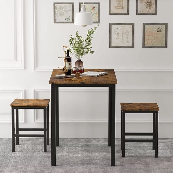 3 Piece Pub Dining Table Set， Industrial Bar Table Set with 2 stools for Home， Kitchen， Dining Room， Bar