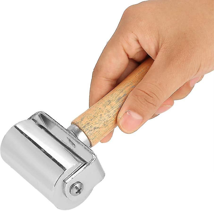 Wooden Handle Leather Tray Tools Edge Press Metal Roller 100mm，60mm，26mm，silver Tone(60mm)