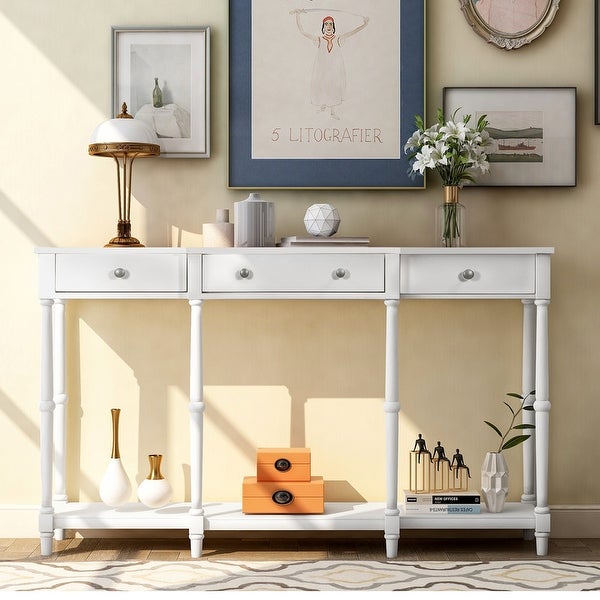 Console Table，Classic Entryway Table with Storage Shelf and Drawer