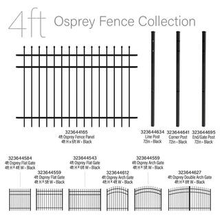 FORGERIGHT 72 in. 4 ft. Black Osprey Black Aluminum Fence Line Post 881812