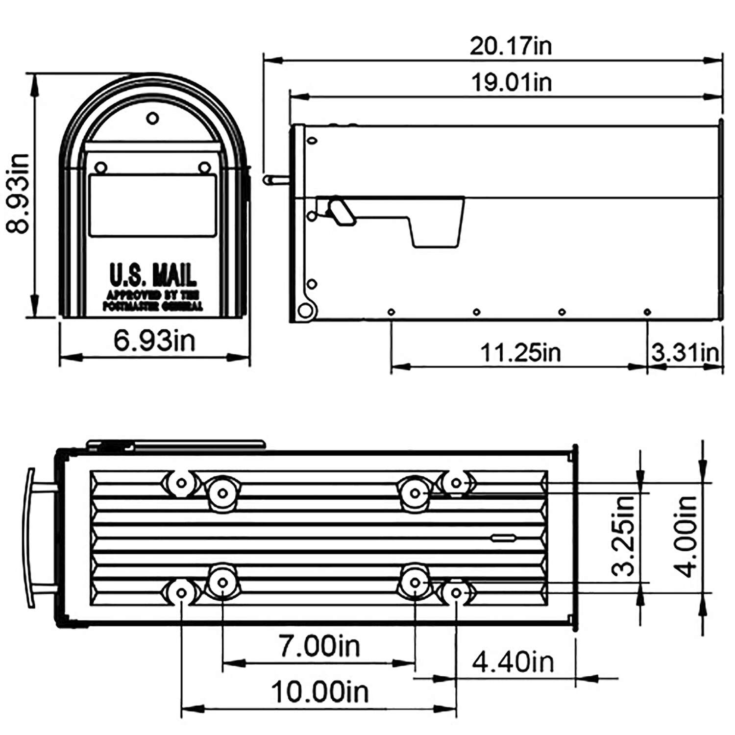 Gibraltar Mailboxes Franklin Contemporary Galvanized Steel Post Mount Black Mailbox